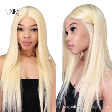 Uniky Wholesale Blonde Virgin Straight Hair 613 Lace Front Human Hair Wig 150% 13x4 Lace Wig For Black Women